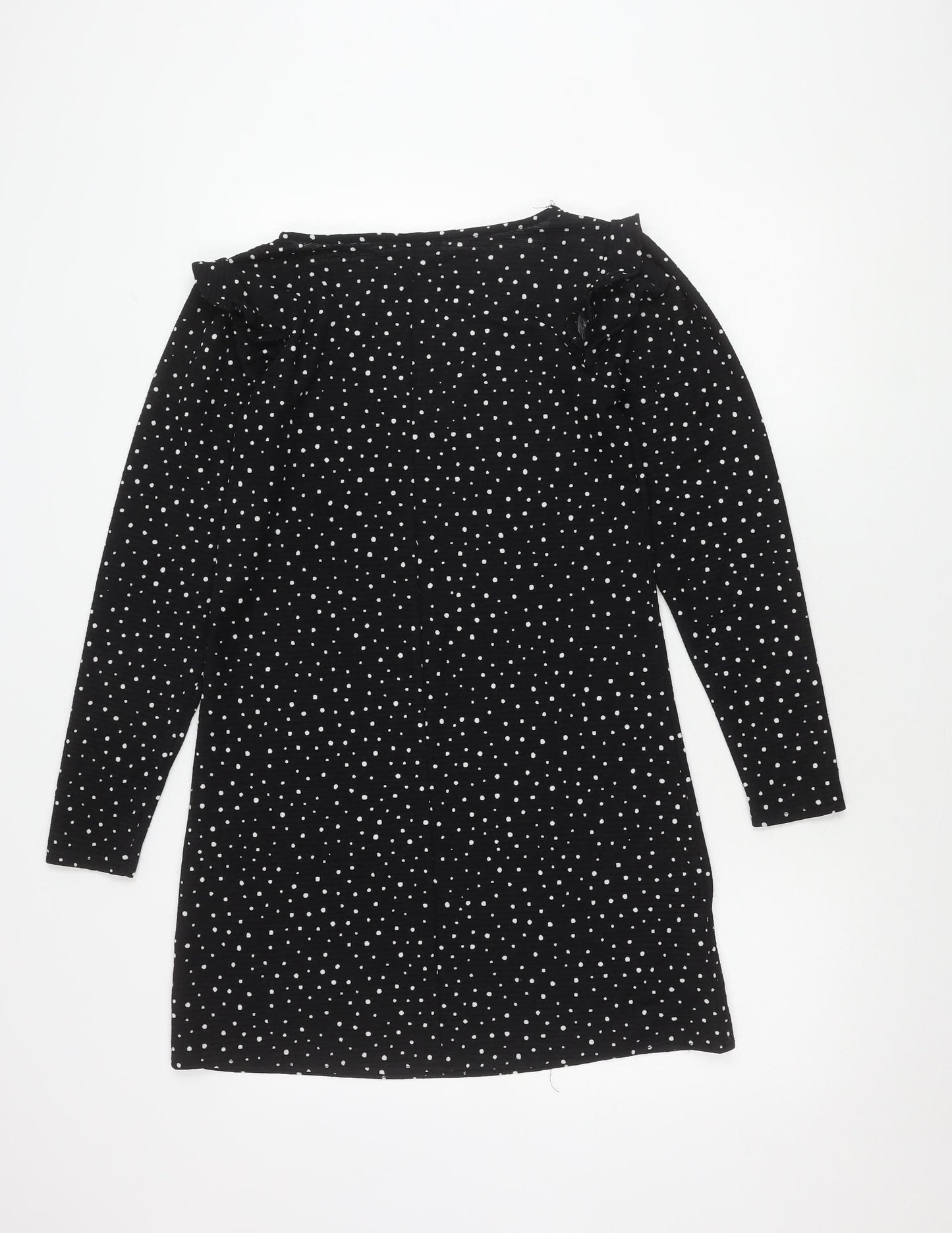 MNG Women's XS Black Polka Dot Jersey Dress