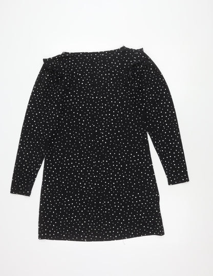 MNG Women's XS Black Polka Dot Jersey Dress