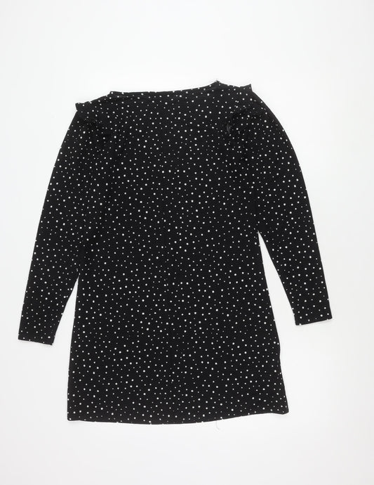 MNG Women's XS Black Polka Dot Jersey Dress
