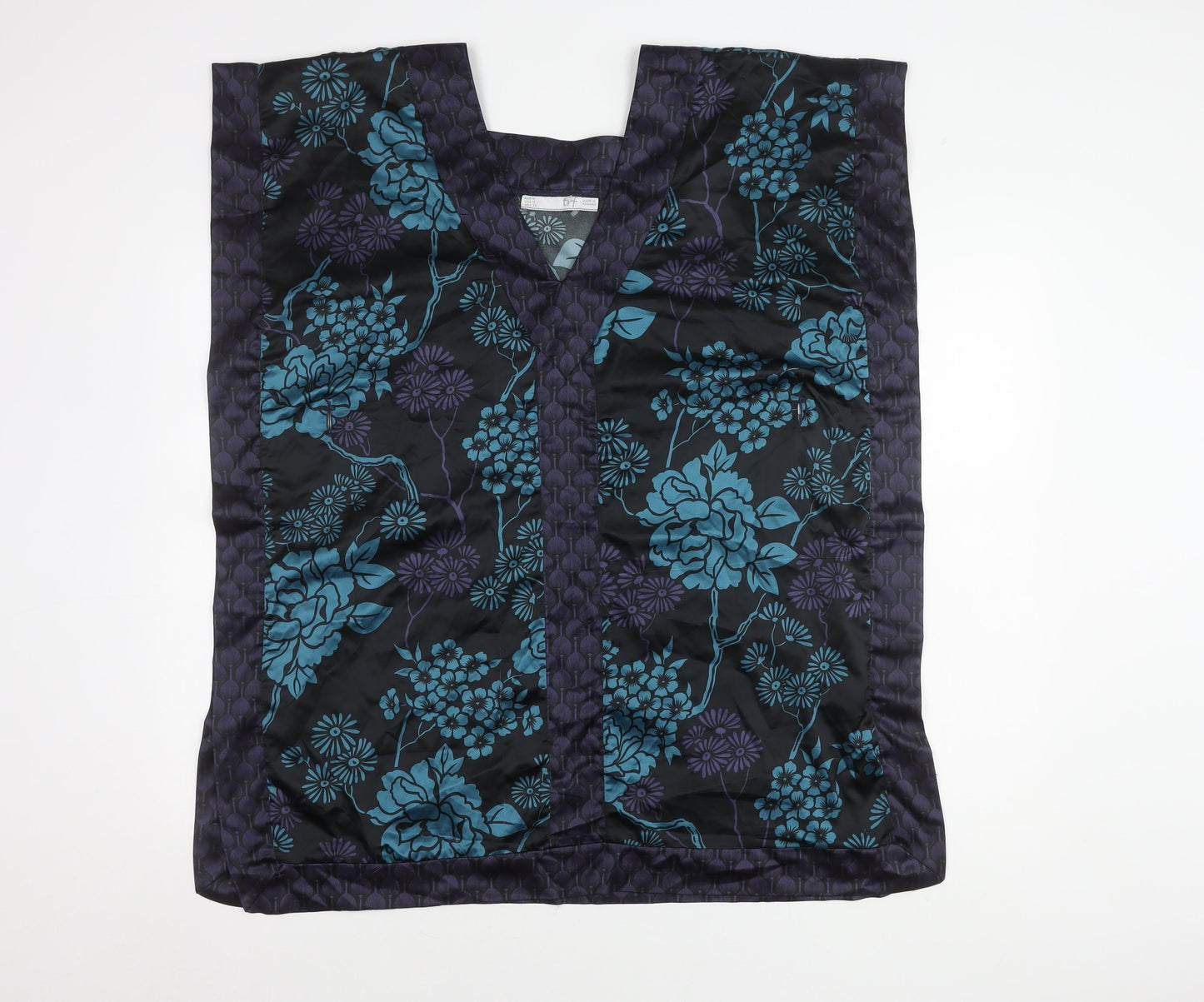 TRF Women’s Floral Sleeveless Top, M, Black and Blue