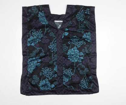 TRF Women’s Floral Sleeveless Top, M, Black and Blue