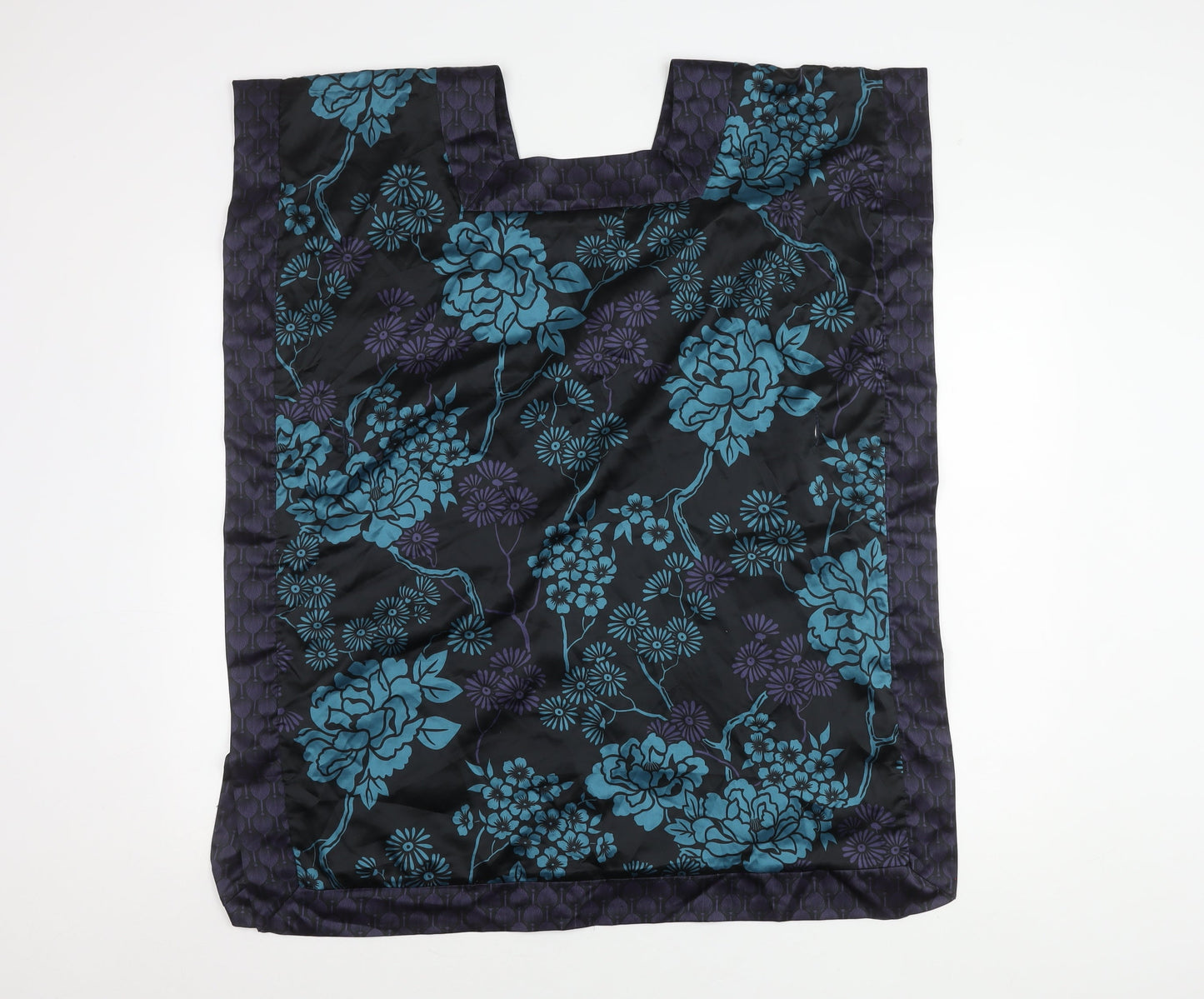 TRF Women’s Floral Sleeveless Top, M, Black and Blue