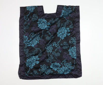 TRF Women’s Floral Sleeveless Top, M, Black and Blue