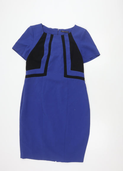 Marks and Spencer Women's Blue Sheath Dress - Size 14