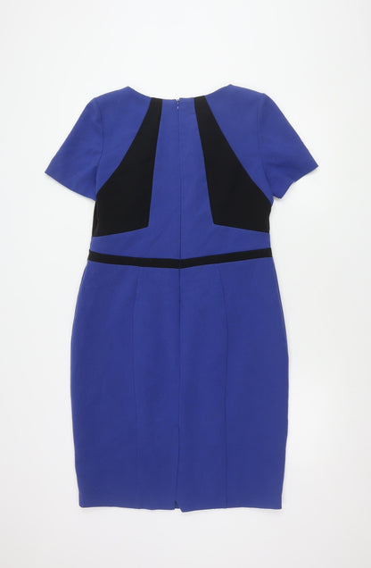 Marks and Spencer Women's Blue Sheath Dress - Size 14