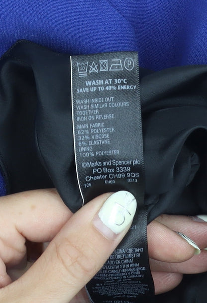 Marks and Spencer Women's Blue Sheath Dress - Size 14