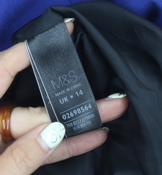 Marks and Spencer Women's Blue Sheath Dress - Size 14