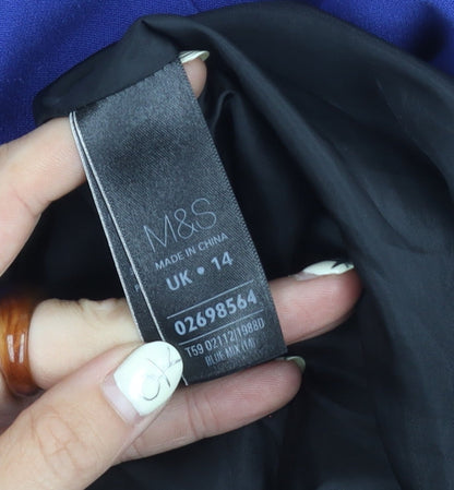 Marks and Spencer Women's Blue Sheath Dress - Size 14