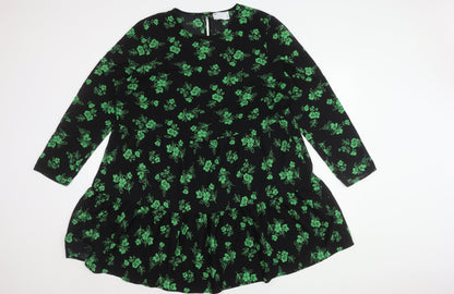 ASOS DESIGN Women's Floral Dress Size 18 Black/Green