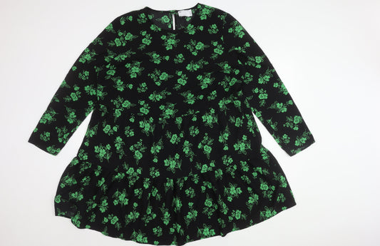 ASOS DESIGN Women's Floral Dress Size 18 Black/Green