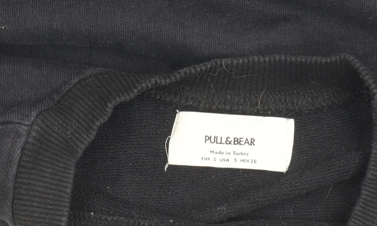 Womens UK Size S Pull&Bear Black Pullover Sweatshirt