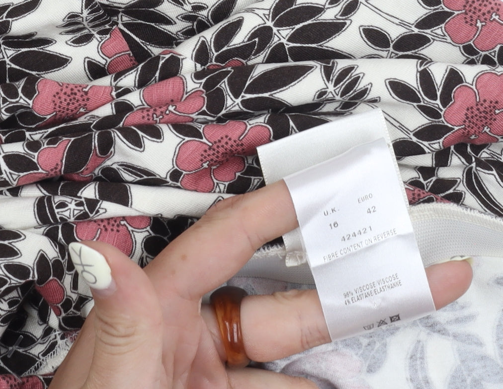 Eastex Women's Multicoloured A-Line Floral Skirt, Size 16