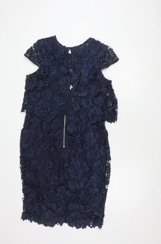Lipsy Women's Blue Lace Dress, Size 14