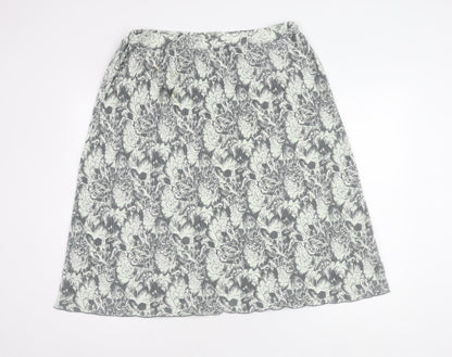 Damart Women’s Grey Floral A-Line Skirt Size 18/20