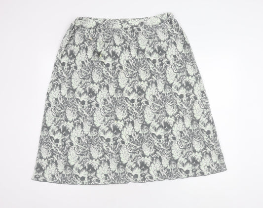 Damart Women’s Grey Floral A-Line Skirt Size 18/20