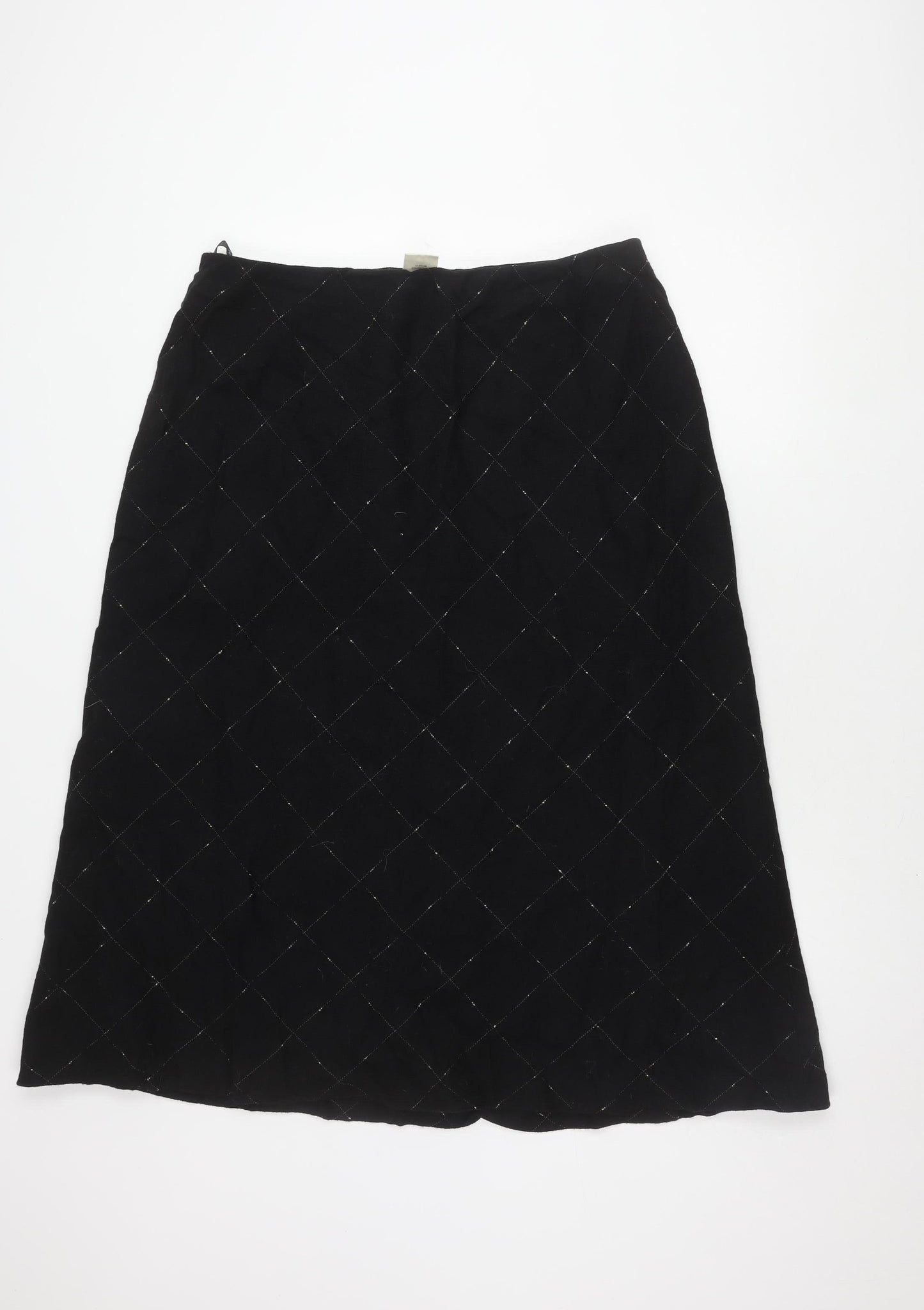 Alexon Women's Black Check Skirt Size 20 Wool Blend