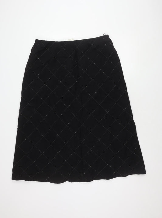 Alexon Women's Black Check Skirt Size 20 Wool Blend