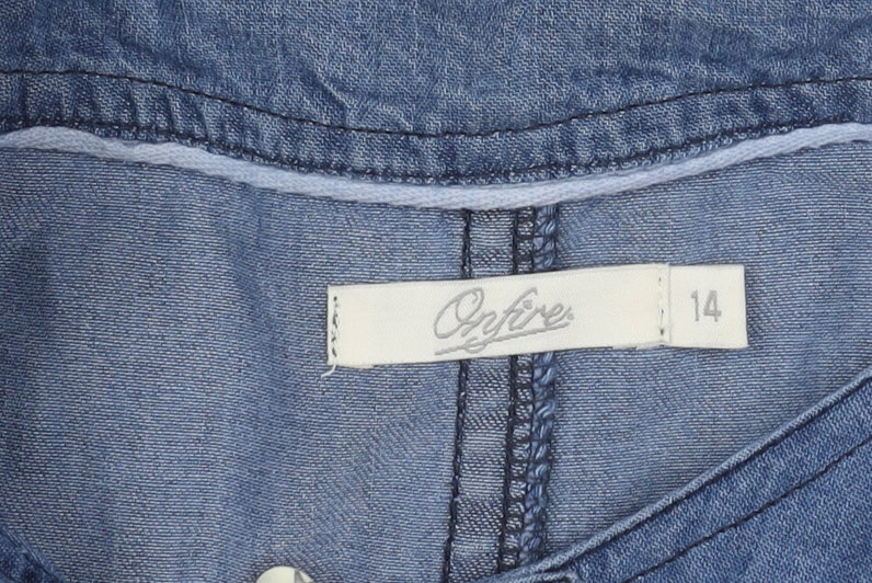 Onfire Blue Women's Size 14 Cotton Shirt Dress Casual