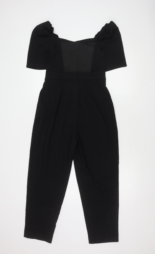H&M Women's Black Jumpsuit, Size 10, Short Sleeve, Elegant