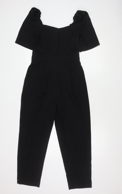 H&M Women's Black Jumpsuit, Size 10, Short Sleeve, Elegant