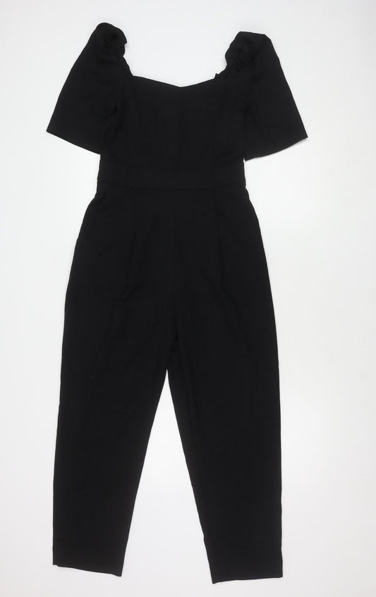 H&M Women's Black Jumpsuit, Size 10, Short Sleeve, Elegant