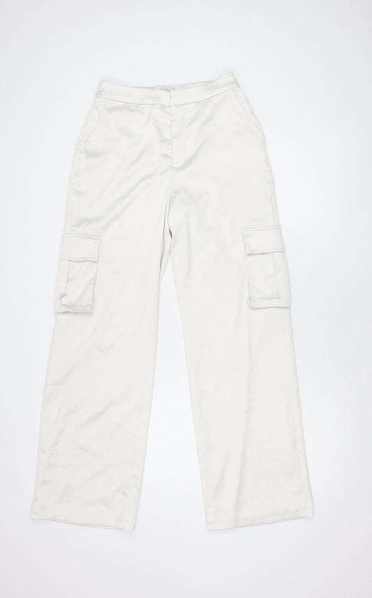 Oh Polly Womens White Cargo Trousers, Size 10