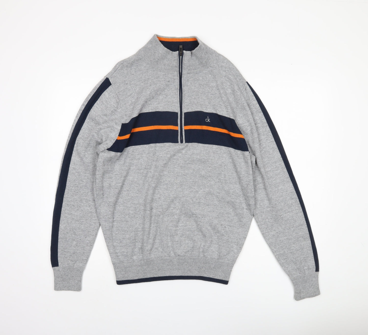 Calvin Klein Men's Grey L Full Zip Jumper, Sports Style