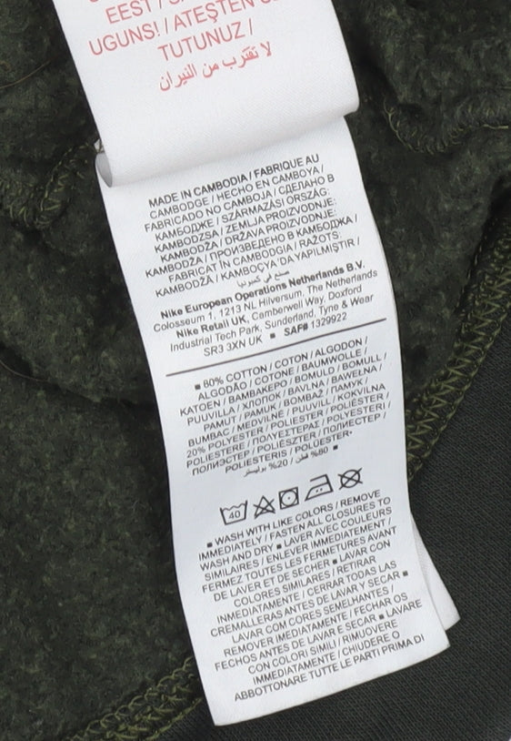 Nike Boys Green Full Zip Hoodie - M, Regular Fit, Hooded