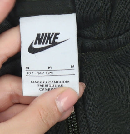 Nike Boys Green Full Zip Hoodie - M, Regular Fit, Hooded