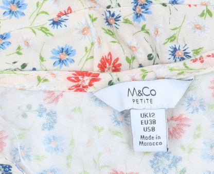 M&Co Women's Multicoloured Floral Blouse, Size 12