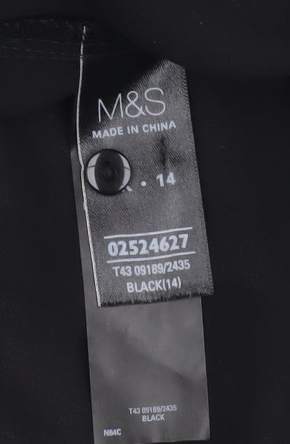 Marks and Spencer Women's Black 14 Beaded Collared Blouse