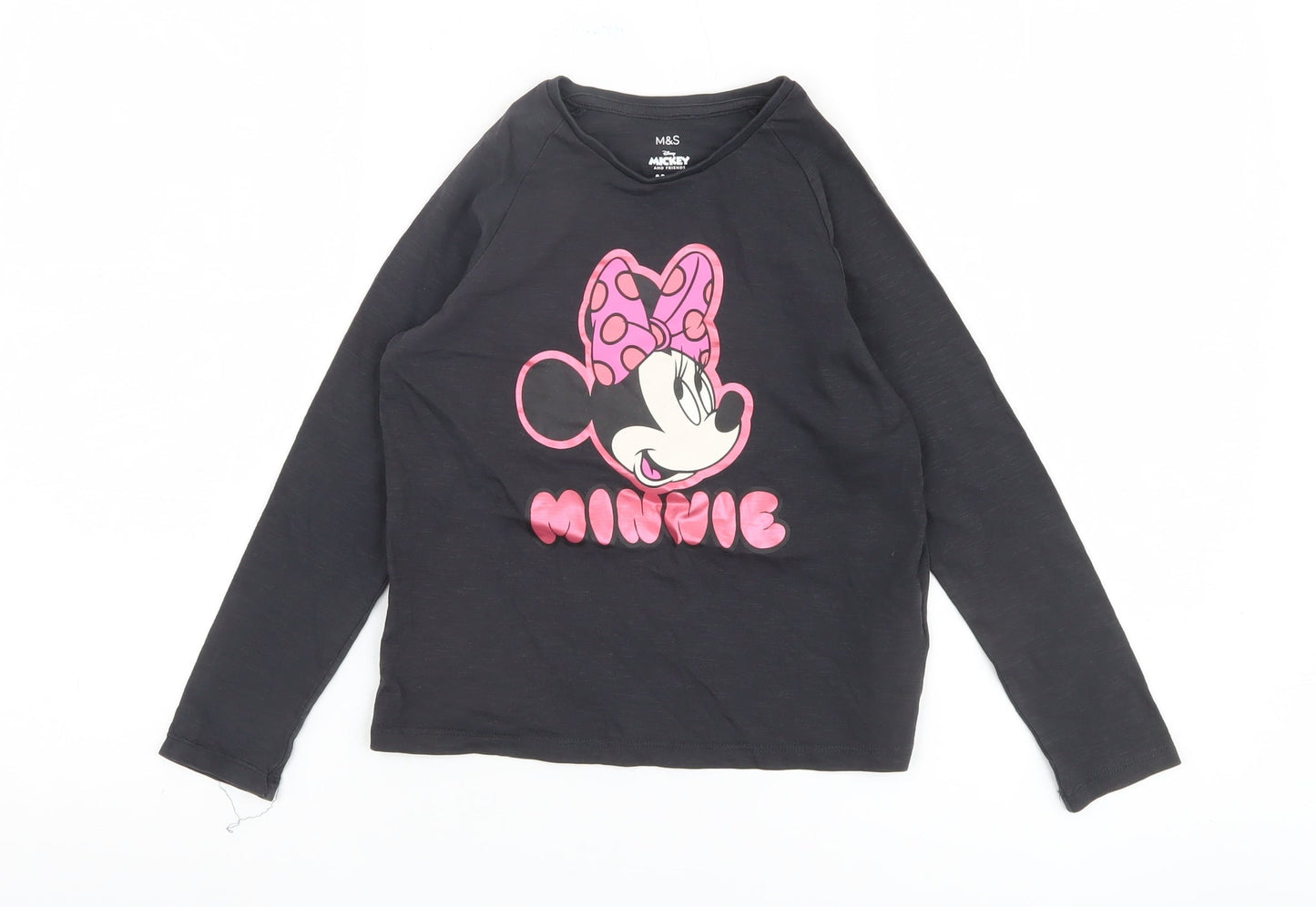Marks and Spencer Girls Black Minnie Mouse T-Shirt, 6-7 Years, Disney