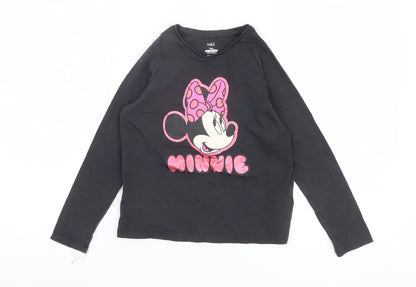 Marks and Spencer Girls Black Minnie Mouse T-Shirt, 6-7 Years, Disney