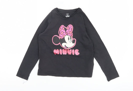 Marks and Spencer Girls Black Minnie Mouse T-Shirt, 6-7 Years, Disney