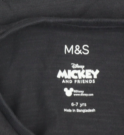 Marks and Spencer Girls Black Minnie Mouse T-Shirt, 6-7 Years, Disney