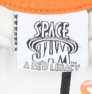 Space Jam Boys White Striped T-Shirt 8-9 Years Sequin Accent