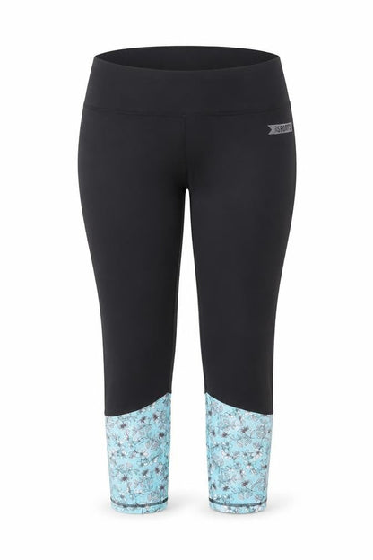 Front view of Crivit Women's Black Floral Leggings, size XL