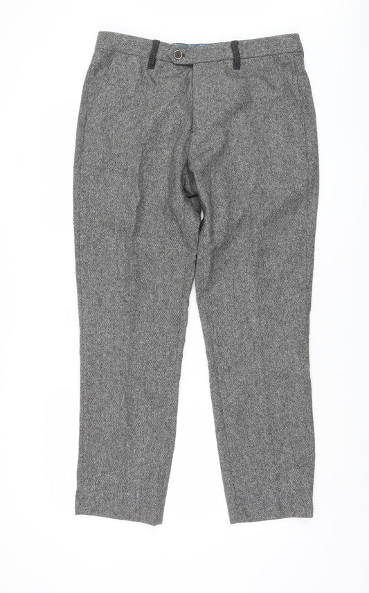 Ted Baker Men's Grey Herringbone Trousers 32S