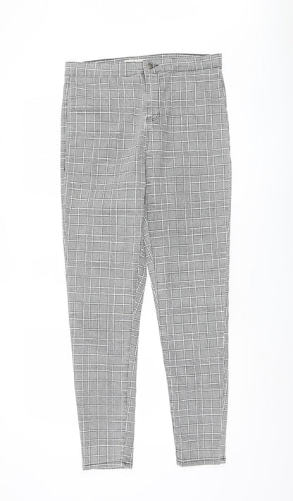 Topshop Women's Grey Check Trousers Size L