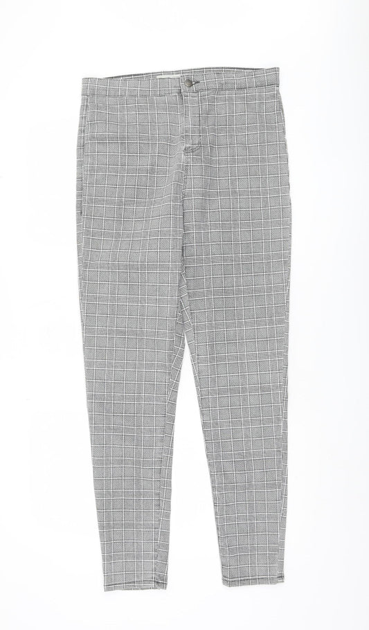 Topshop Women's Grey Check Trousers Size L