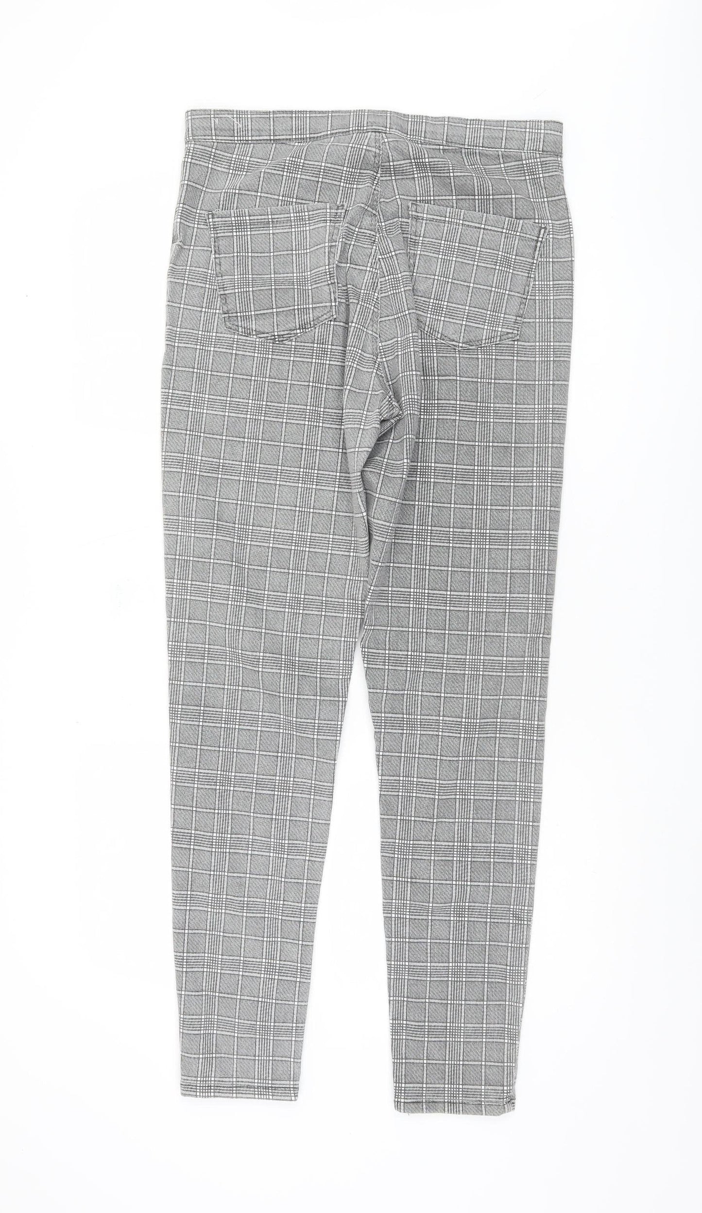 Topshop Women's Grey Check Trousers Size L