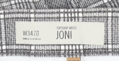 Topshop Women's Grey Check Trousers Size L