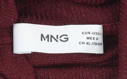 Womens UK Size 14 MNG Red Basic T-Shirt