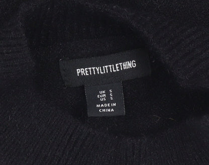 PrettyLittleThing Women's Black Cable-Knit Mock Neck Jumper