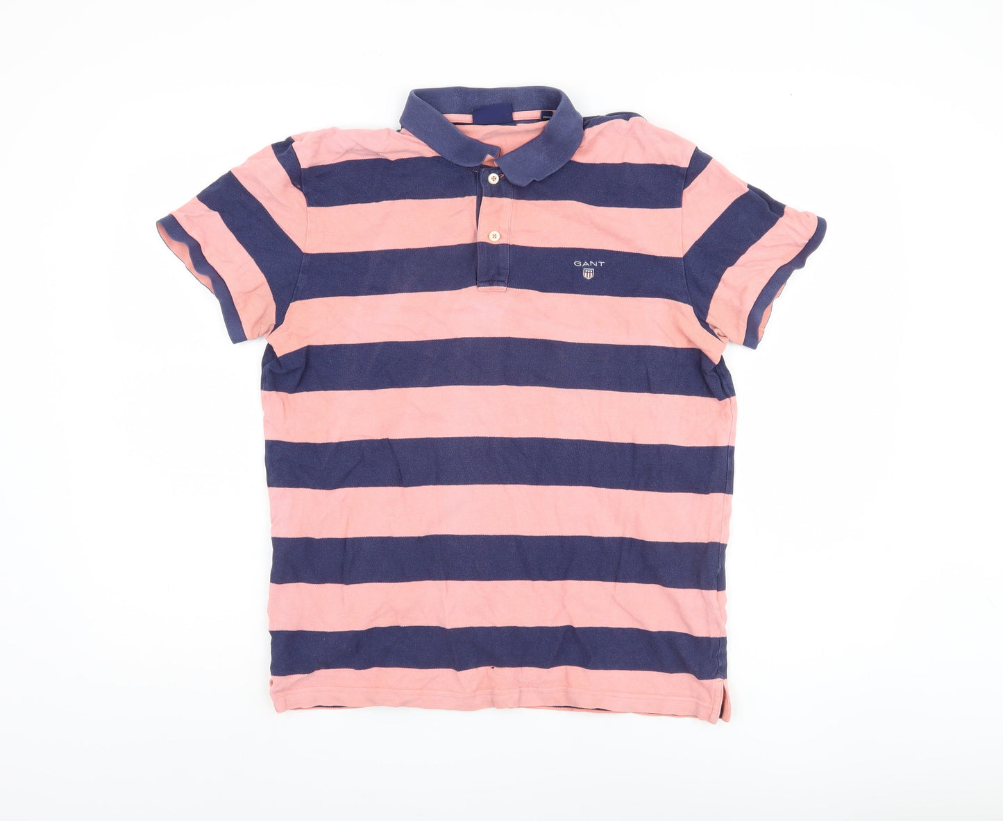 Gant Men's Multicoloured Striped Polo Shirt M Cotton