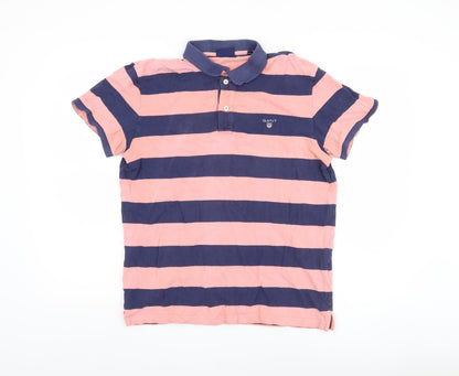 Gant Men's Multicoloured Striped Polo Shirt M Cotton
