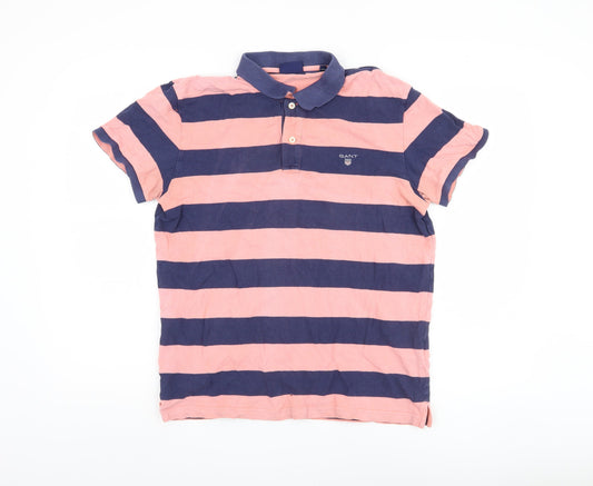 Gant Men's Multicoloured Striped Polo Shirt M Cotton