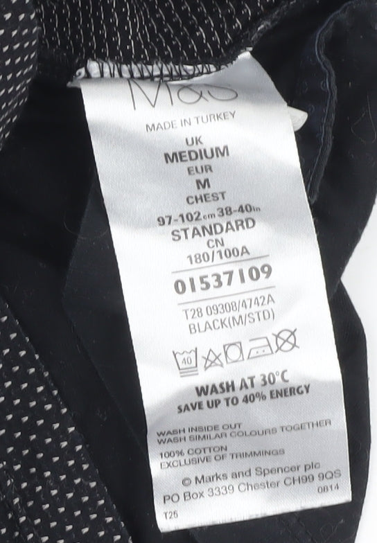 Marks and Spencer Men's Black Polo Shirt, M