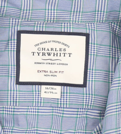 Charles Tyrwhitt Men's Blue Check Extra-Slim Fit Shirt