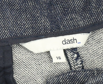 Dash Women's Blue Cropped Linen Trousers, Size 16